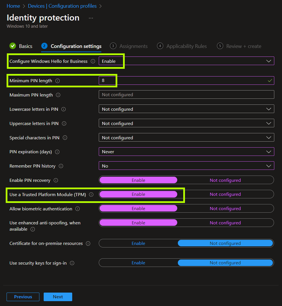 Windows Hello for Business with Microsoft Intune and CMMC/NIST AdminRef